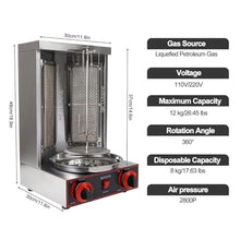 Professional Vertical Electric Gas Grill, Barbecue Kebab for Bars And Restaurants, Gyro Shawarma Grill with Oil Collection Tray, Independent Temperature Control, 360 Degree Rotating Grill,Gas