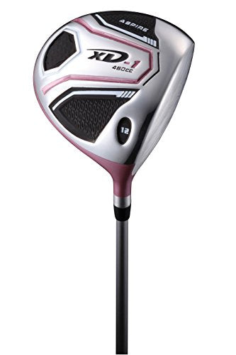Aspire XD1 Ladies Womens Complete Golf Clubs Set Titanium Driver, Fairway, Hybrid, Irons, Putter, Stand Bag, 3 H/C's Pink
