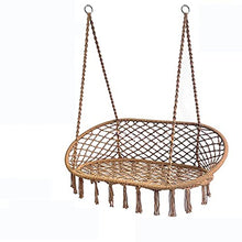 QUGURLID Hammock Chair 2 Seat with 2 Sets of Suspension Accessories, Hanging Cotton Ropes, Metal Frame,Swing Hanging Chair,for Hammock Stand (a)