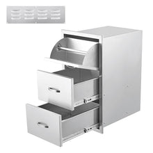 PeacefulHues 18" Outdoor Stainless Steel Triple Drawer - Rustproof Weatherproof Storage for BBQ/Grill Kitchen, Smooth Soft-Close Slides