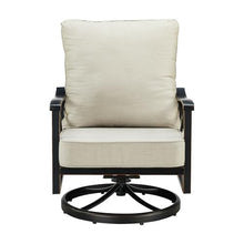Oakland Living Pair of Black Aluminum Patio Deep Seating Swivel Rocker Club Chairs with Light Grey Cushions