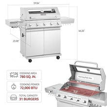Grills House GEA5001S Deluxe Stainless Steel 5-Burner Gas Grill, Silver