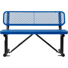 Global Industrial 4'L Heavy Duty Expanded Metal Mesh Bench with Backrest