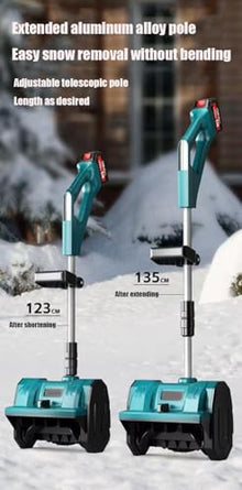 HYUIO Handheld Cordless Electric Snow Shovel,Cordless Electric Snow Blower,Rechargeable Snow Thrower,Adjustable Telescopic Pole/Direction,with 2 Battery,Blue