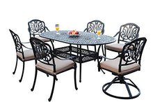 GrandPatioFurniture.com CBM Patio Elisabeth Collection Cast Aluminum 7 Piece Rosedown Dining Set with 2 Swivel Rockers 4 Arm Chairs SH257-2S4A CBM1290