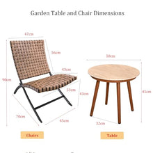 Labasuan 3 Piece Outdoor Wicker Folding Chairs & Coffee Table Set, All-Weather Patio Adirondack Furniture with Sturdy Frame, for Balcony, Garden, Poolside