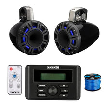 KICKER All-Weather Marine USB Bluetooth AM/FM Receiver with 2X 6.5" 300W Multicolor LED Speakers Black