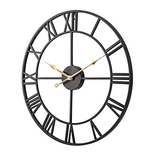 Outdoor Garden Wall Clock,24 Inch Large Waterproof Wall Clock Roman Numeral Display Vintage Style Metal Silent Patio Wall Clock Indoor Outdoor Decoration