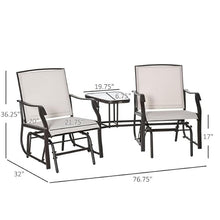 XITPEYEZY Outdoor Double Glider Chair Set with Side Table, Beige