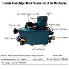 Portable Small Glass Edger, Electric Glass Edging Machine, DIY Diamond Corner Grinding Edging Machine for Plane Curve, 800w Motor 8000r/Min, Diamond Wheels, Water-Cooled