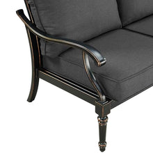Oakland Living Black Aluminum Patio Deep Seating Outdoor Two Seater Loveseat with Black Cushions