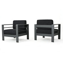 Christopher Knight Home Crested Bay Outdoor Aluminum Club Chairs Set, 2-Pcs, Grey / Dark Grey