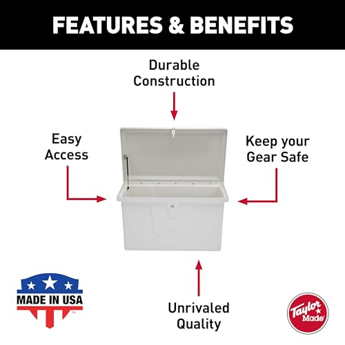 TaylorMade Stow 'N Go Small Fiberglass Deep Dock Box White 27"H x 46"W x 26"D