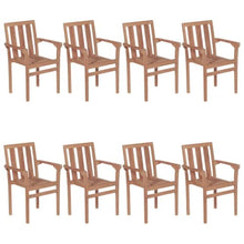 LASWWQMRF 8 Pcs Stackable Solid Teak Patio Dining Chairs with Cushions