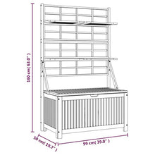 vidaXL Storage Box with Trellis 39"x19.7"x63" Solid Wood Acacia