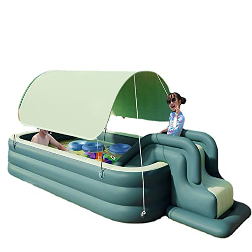 with Slide Awning Parent-Child Game Pool Children's Ball Pool Backyard Paddling Pool Multi-Size Specifications (Yellow 3.05m) (Green 2.6m) (Green 2.1m)
