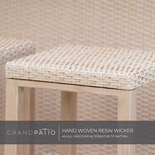 Grand Patio Outdoor Tiki Bar Set with Widen Ceramic Top, Phuket 3-Piece Wicker Islander Tiki Bar and 2 Stools, Tan