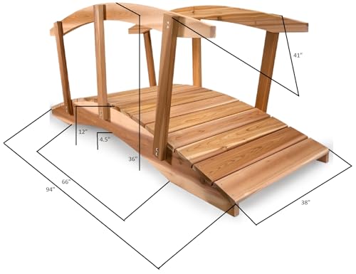 All Things Cedar 8-Ft Garden Bridge with Side Rails Brown