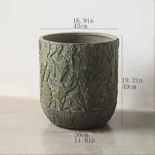 LIAN16PENG Flower Pot Green Round Large Calibre Flower Pot Concrete Planter with Cactus Pattern Plants Container for Entryways Gardens and Patios Plant Pot Indoor