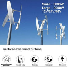 HTIANMM Wind Turbine Generator 5000W/9000W,Vertical Wind Turbine Generator Kit 12V 24V 48V,with 3 Blades Wind Turbine Kit for Homes Energy Supplementation,5000W-24V