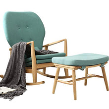 IIPOSAQQ Single Solid Wood Rocking Chair Smooth Rocking Motion with Cushion Lunch Break Recliner with Footrest - Green