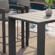 Modway Tahoe 59 Inch Outdoor Patio Bar Height Table in Gray