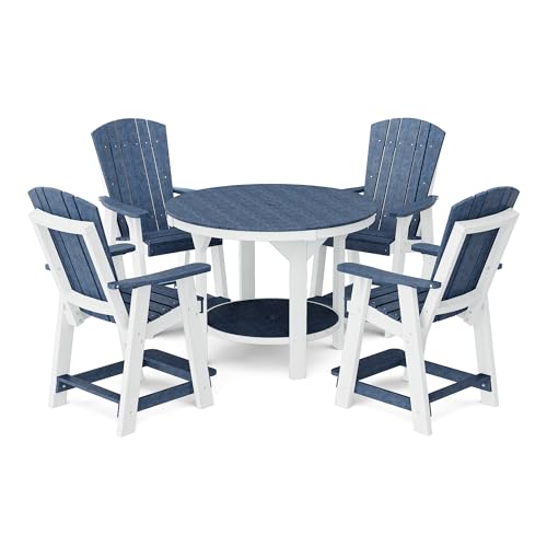 Wildridge Heritage 5-Piece 48" Pub Counter Set, Patriot Blue and White - Outdoor Weather Resistant Recycled Plastic Furniture for Patio