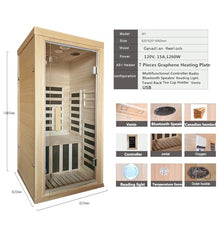 Kang Share Infrared Sauna Room for Home 1 Person 1260W, 7-Piece Graphene Carbon Heating Plate Dry Sauna