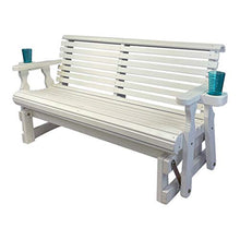 Amish Casual Heavy Duty 800 Lb Roll Back Pressure Treated Porch Glider with Cupholders (4 Foot, Semi Solid White Stain)