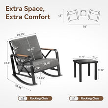 Tribesigns Outdoor Rocking Chair Set, Patio Furniture Sets, Waterproof Rocking Chair with Thick Cushion, Metal Rocker for Balcony (Grey, 3PCS Rocking Bistro Set)