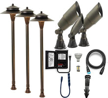LawnShine Premium Brass Landscape Lighting Kit - 3 Path Lights, 3 Spot Lights with LED Bulbs - Safe & Simple Installation with DIY Plug n’ Play Technology (Midnight Bronze)