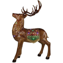 Fraser Hill Farm 5-Ft. Tall Standing Reindeer Holiday Figurine with Metallic Finish, Oversized Indoor or Outdoor Christmas Decoration with Long Lasting Multi-Color LED Lights