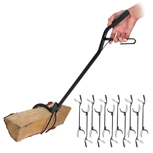 Sunnydaze 36" Steel Log Tongs for Fire Pit, Outdoor Fireplace Log Grabber