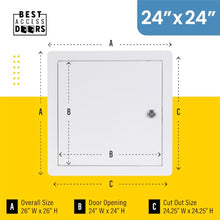 Best 24" x 24" Universal Lockable Metal Access Panel with Flange, 16-Gauge Cold Rolled Steel Access Door for Wall/Ceiling, Cylinder Cam Latch, LEED Compliant Drywall Panel, BA-UAP-LCK-FBA