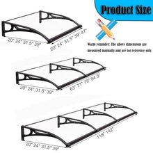 KAKVSRBPER Sturdy Door Canopy Polycarbonate Window Awning Cover 0.1in Think Patio Rain Shelter Porch Garden Canopy Awning for Uv Rain Snow Protection, Aluminum Black Bracket(Brown,39x142in)