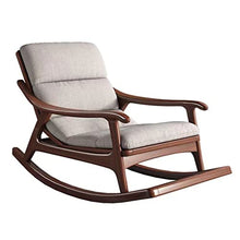 WANGLIN Wooden Fabric Rocking Chair in Walnut - Adult Leisure Recliner with Solid Hardwood Base for Living Room - Modern Full-Body Armchair,