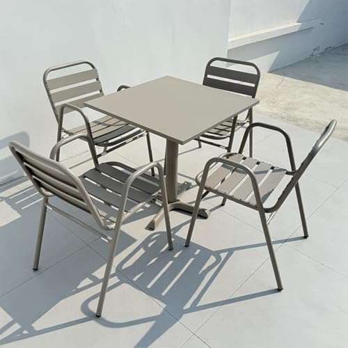 TBJEN Tables and Chairs, Aluminum Alloy Table and Chair Combination Outdoor Open-air Leisure Balcony Courtyard Garden Small Round Table(D)