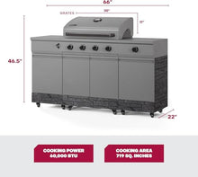 Tytus Fresno 66" 5-Burner Propane or NG Grill, Cover, Light, PIzza Stone
