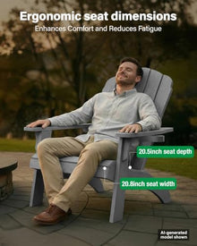 YEFU Oversized Adirondack Chair with Cup-Holder - Grey