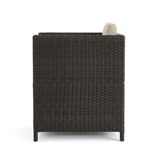 Benzara Outdoor Dining Chair Set of 2 Modern Iron Dark Brown Wicker Brown Beige