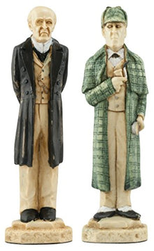 Studio Anne Carlton Sherlock Holmes Chess Set Handmade Hand Painted 5 Inches Burgundy Cream