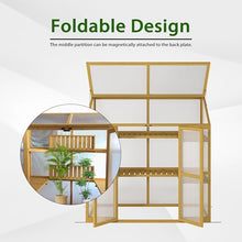 KEIKI Wooden Cold Frame Greenhouse, Large Outdoor Polycarbonate Garden Greenhouse Cabinet, Lean-to Green House Cabinet w/ Transparent Openable Top, Adjustable Shelves, Double Door for Outdoor Indoor