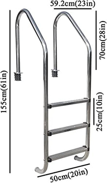 Etsuosy Pool Ladder Handrail, 304 Stainless Steel, Silver, 61 in Height, 20 in Width, Inground Swimming Pool Step Ladder