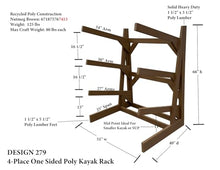 Log Kayak Rack One Sided Recycled Poly Kayak Rack Weatherproof Nutmeg Brown