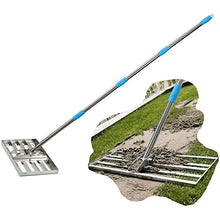 Aikimfuly Lawn Leveling Rake 6.5 FT Stainless Steel Leveling Tool Length Adjustable Long Handle Gardening Hand Tool for Garden Backyard Lawn Farm Golf