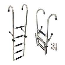 SAeWare 5-Step Foldable Swimming Pool Ladder, Pontoon with Wide Rung, Stainless Steel Drop Boarding Ladders, for Marine Yacht Boat Ship