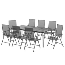 Molumvel 9 Piece Patio Dining Set, Anthracite Steel Garden Furniture