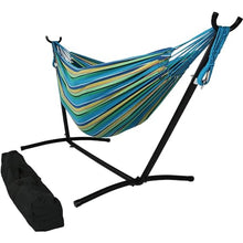 Double Hammock with Detachable Steel Stand - 480 lbs Weight Capacity - Heavy Duty 2 Person Indoor Outdoor Stand Hammock with Adjustable Hooks and Portable Bag(C)