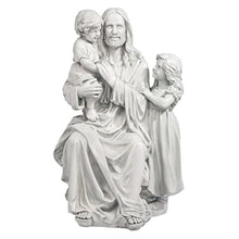 Design Toscano He Loves the Little Children Indoor/Outdoor Holy Religious Garden Statue, 28 Inches High, Cast Stone Resin, Antique Stone Finish
