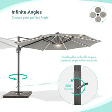 OROTLECT 11 Ft LED Cantilever Outdoor Umbrella With a Base Stand, Patio Offset Aluminum Frame Market Umbrella